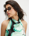 Brown Floral Halter Cowl Neck Top - Reg