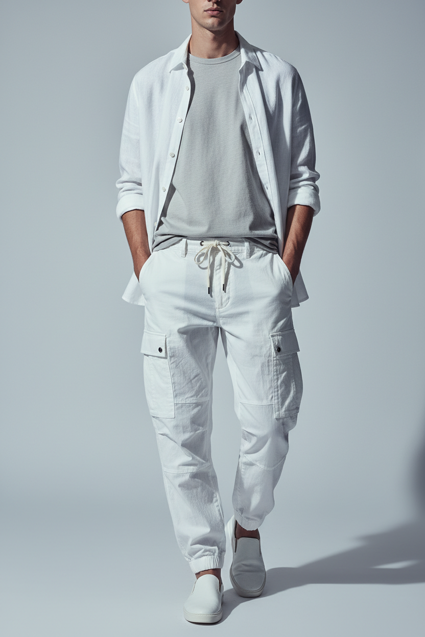 Men's Cargo Trousers White