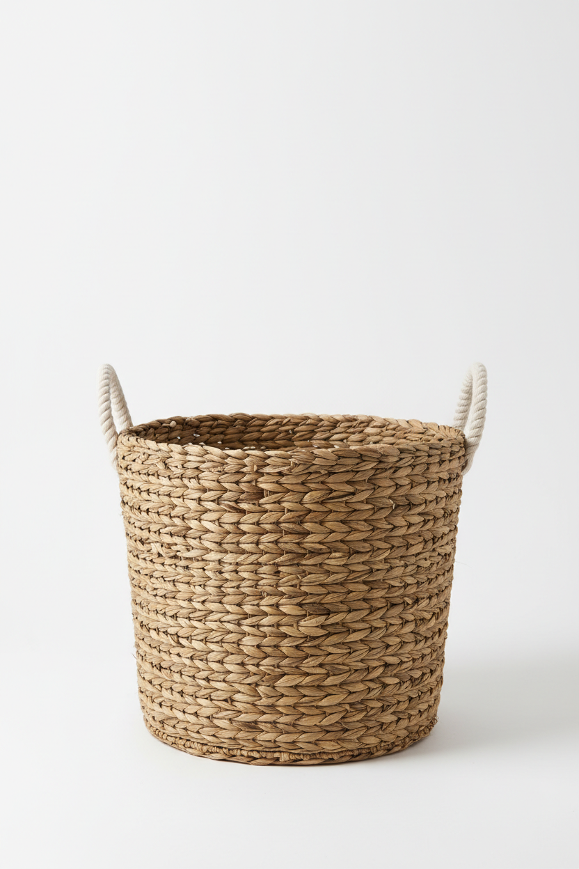 Natural Woven Storage Basket Large with Rope Handles