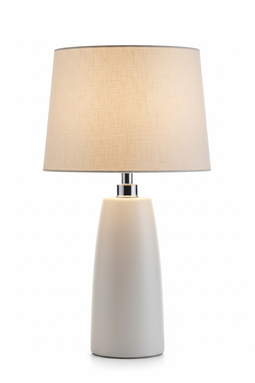 White Ceramic Lamp Medium Shade E14