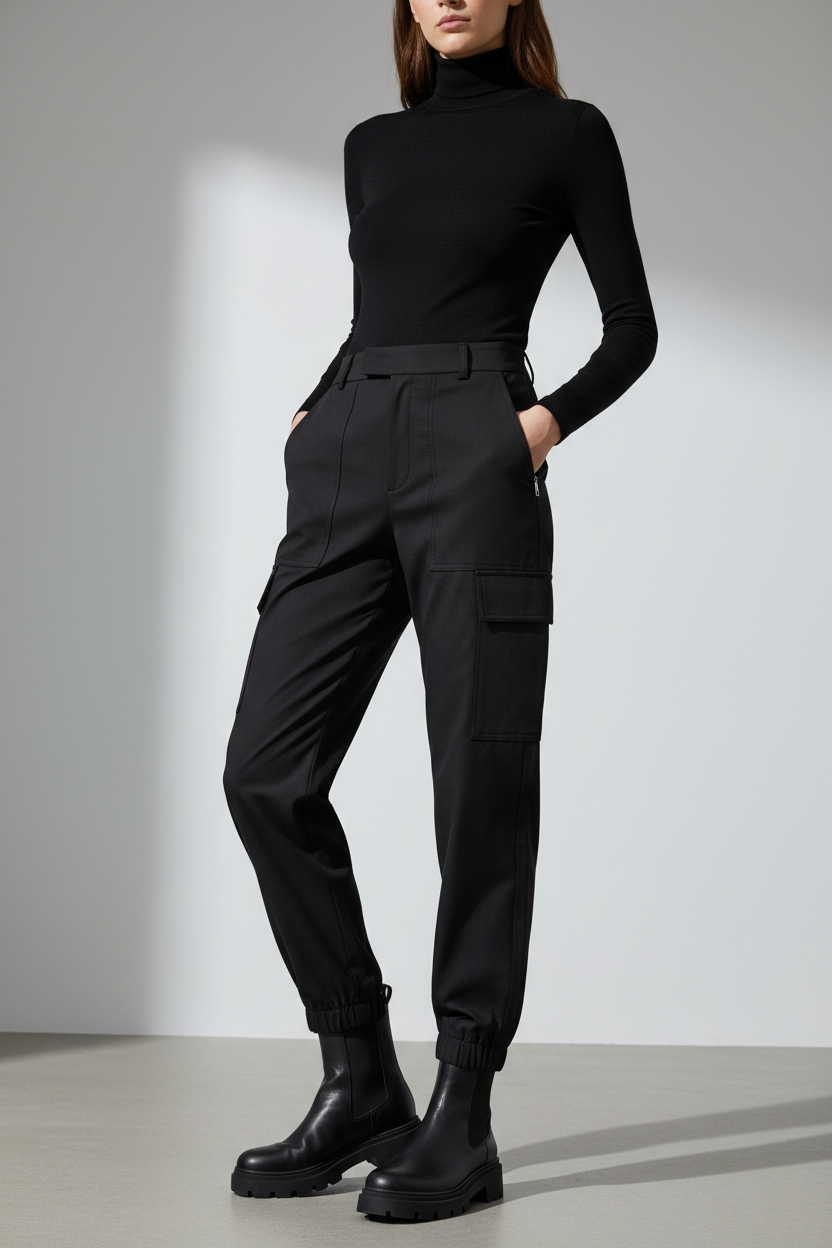 Women's Cargo Trousers Black