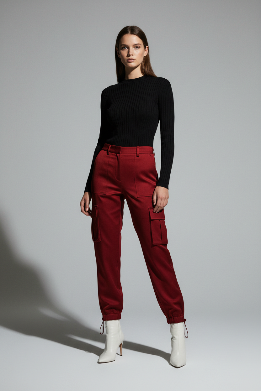 Women's Cargo Trousers Red