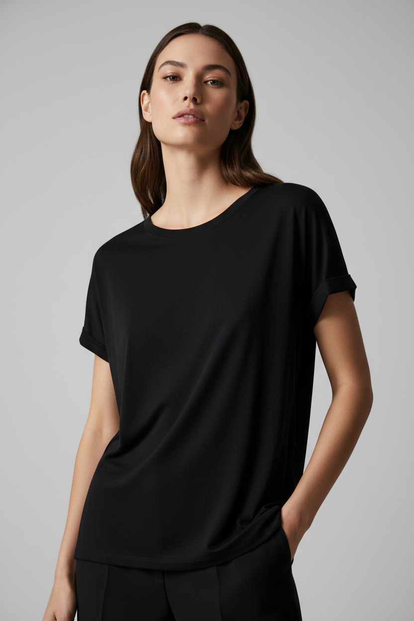 Women's casual t-shirt Black - High-end fashion photography