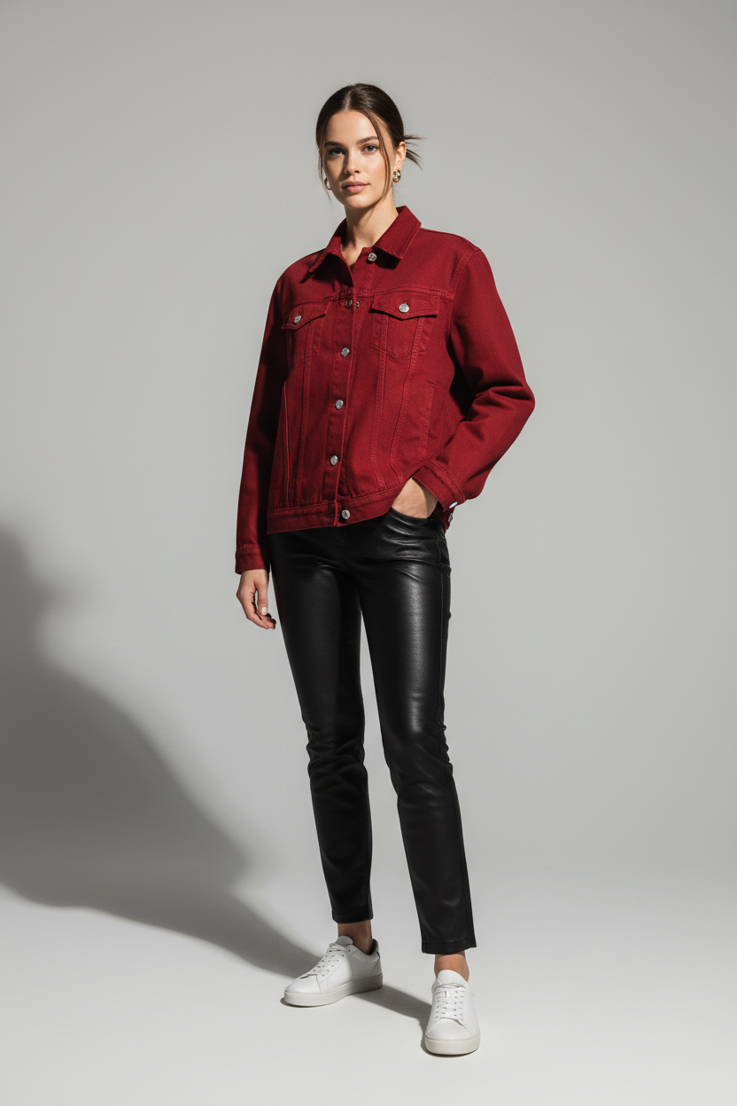 Women's Denim Jacket Red
