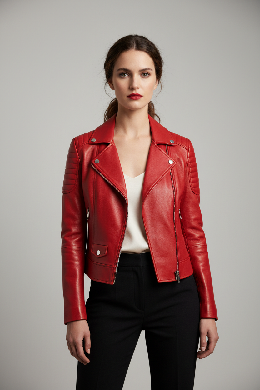 Women's Leather Jacket Red